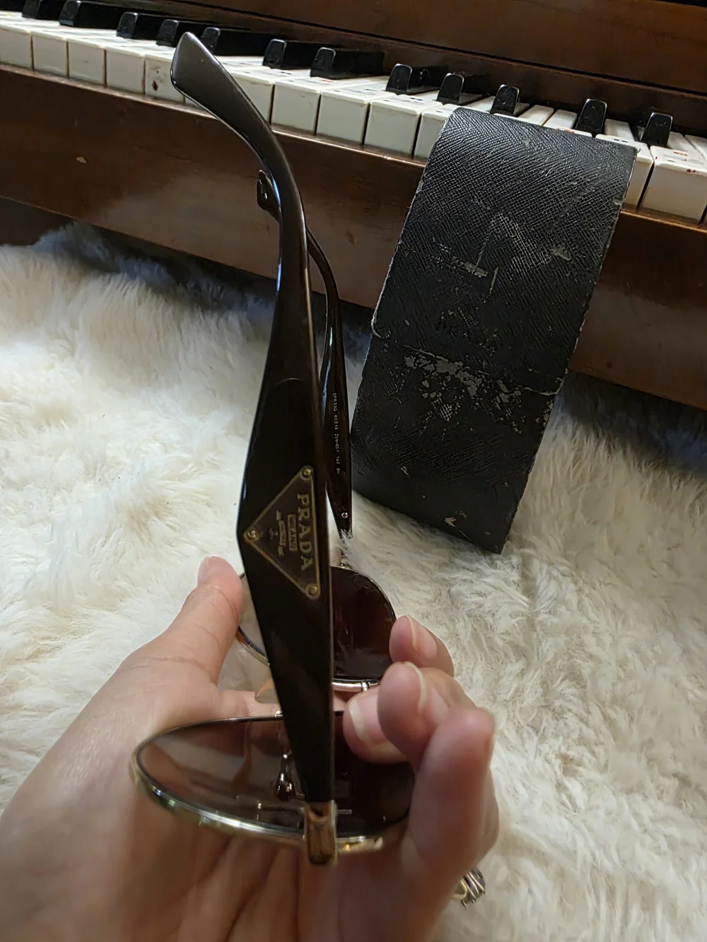 Prada Gold Frame Sunglasses with Brown Gradient Lenses